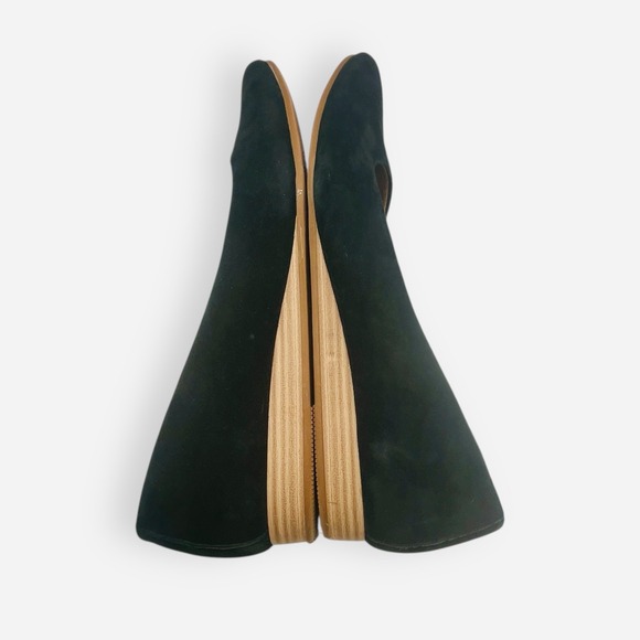 Vintage 7 Eight Black Suede Leather Slip On Pointed Toe Flats Shoes - Picture 7 of 9